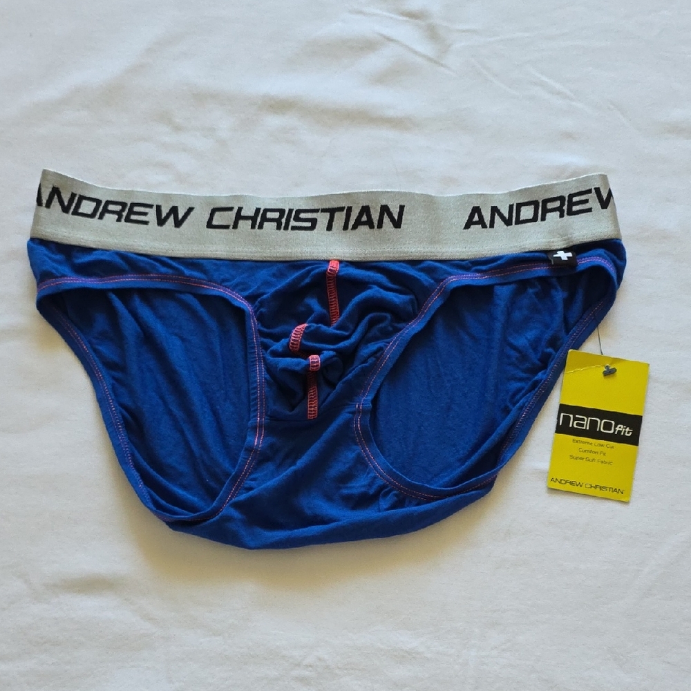 Andrew Christian Blue Briefs with Gray Waistband